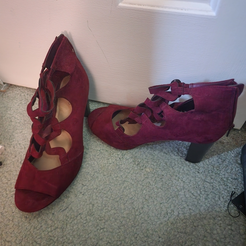 Maroon cage heels